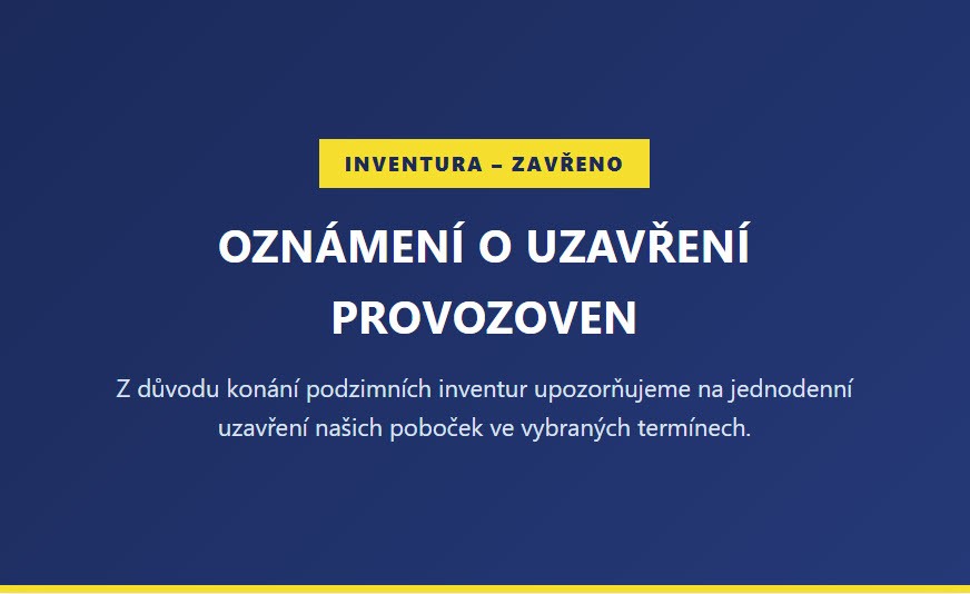 Podzimní inventury 2026: Termíny uzavření poboček AZ FLEX